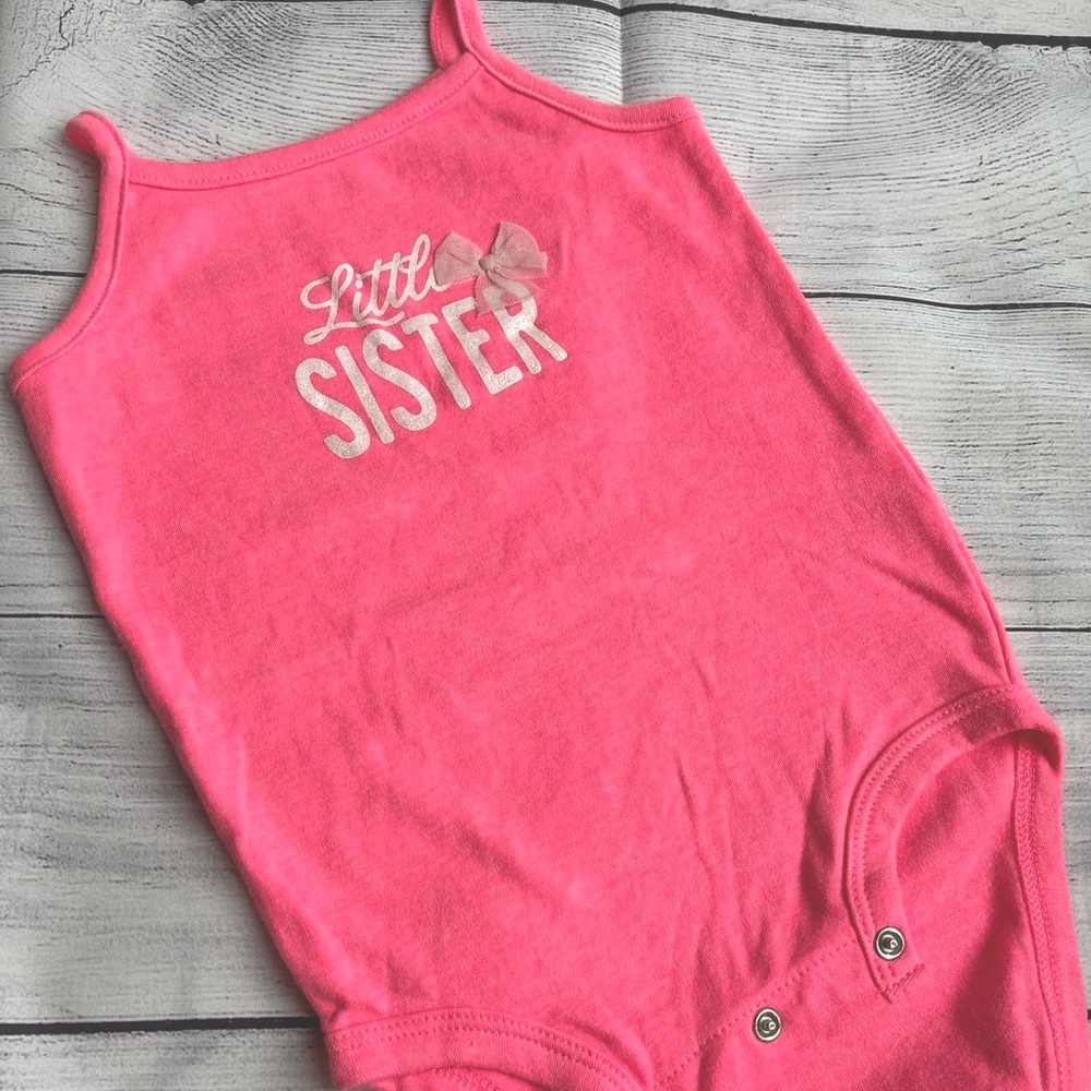 Carter’s “Little Sister” Tank Onesie - Neon Pink